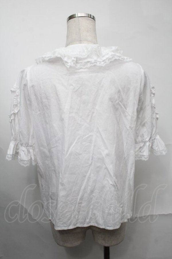 画像2: Chalmiere / ハートフリルパフ袖ブラウス  白 S-25-08-29-030-AX-BL-HR-ZS (2)