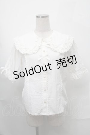 画像: axes femme kawaii / 半袖丸襟コットンブラウス  白 S-25-08-29-031-AX-BL-HR-ZS