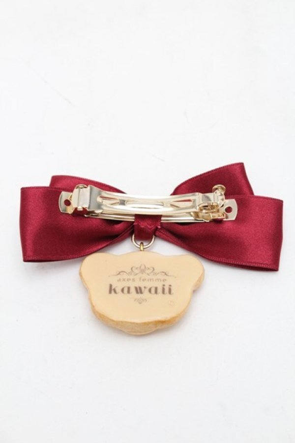 画像2: axes femme kawaii / クッキーベアバレッタ  ワイン S-25-08-29-004-AX-AC-HR-ZS (2)
