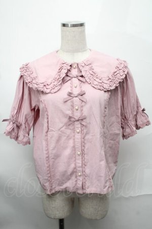 画像: axes femme kawaii / 半袖丸襟コットンブラウス  ピンク S-25-08-29-035-AX-BL-HR-ZS