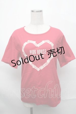 画像: PINK HOUSE / ハートプリントカットソー  赤 S-25-08-29-036-LO-TO-HR-ZS