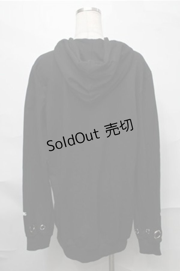 画像2: NieR Clothing / クロスプリントホールパーカー  黒 S-25-08-31-036-PU-TO-HR-ZY (2)