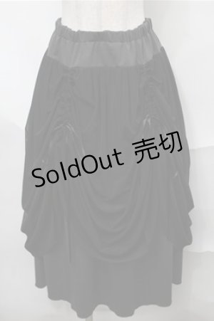 画像: ALGONQUINS / レース切替シャーリングスカート  黒 S-25-08-31-056-AL-SK-HR-ZS