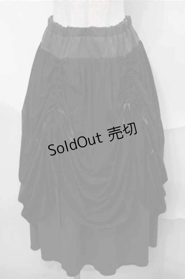 画像1: ALGONQUINS / レース切替シャーリングスカート  黒 S-25-08-31-056-AL-SK-HR-ZS (1)