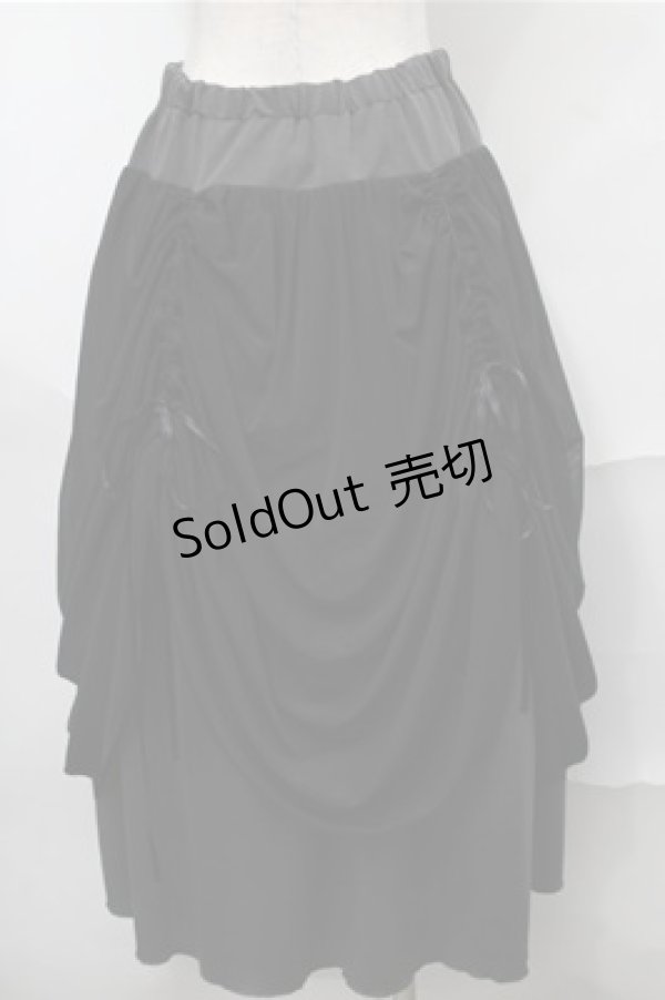 画像2: ALGONQUINS / レース切替シャーリングスカート  黒 S-25-08-31-056-AL-SK-HR-ZS (2)