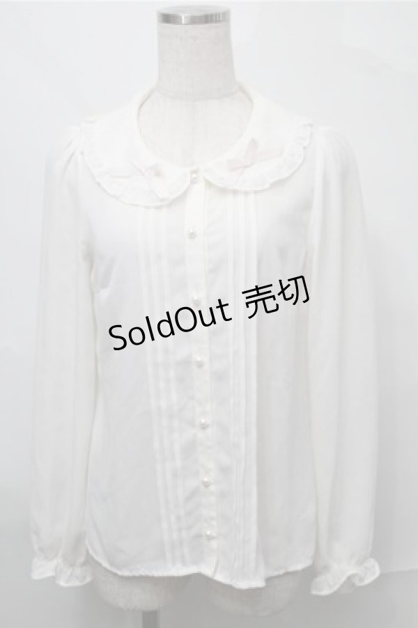 画像1: Ank Rouge / プチリボン襟ブラウス  オフ S-25-08-31-027-CA-BL-AS-ZS (1)