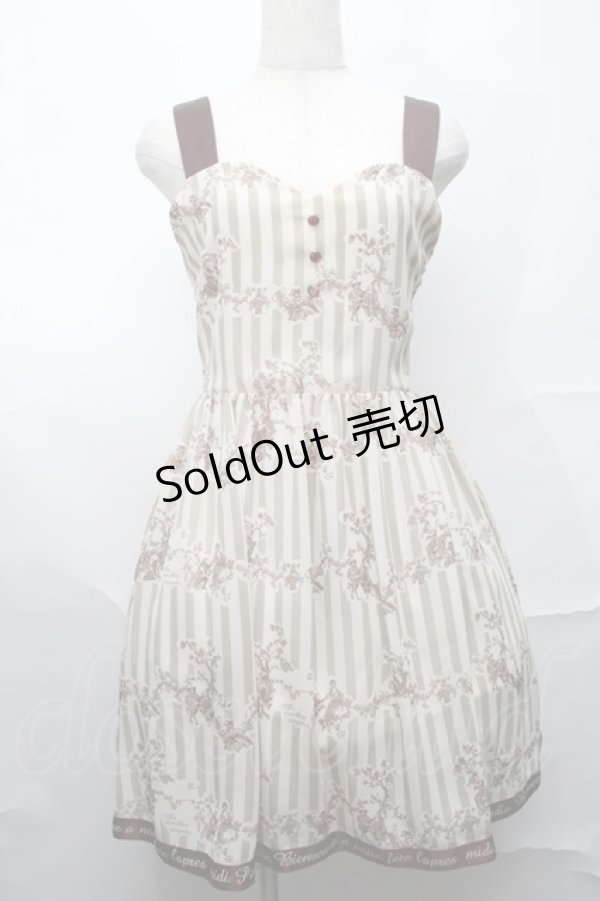 画像1: an another angelus / ストライプシフォンワンピース  ベージュ S-25-09-01-042-CA-OP-HR-ZT0921G (1)