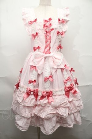 画像: BABY,THE STARS SHINE BRIGHT / Ribbon ribbon blooms ジャンパースカート  ピンク S-25-09-01-052-BA-OP-AS-ZS