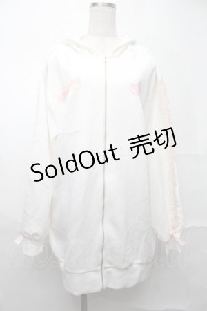 画像: Ank Rouge / 袖レース羽根プリントパーカー  白 S-25-09-01-009-CA-TO-HR-ZS