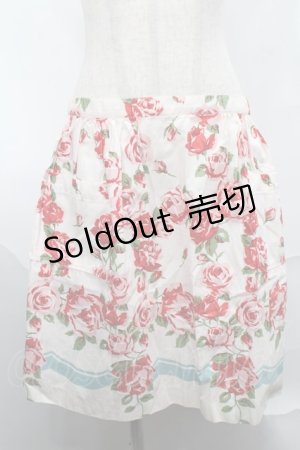画像: Jane Marple / ローズエプロンスカート  オフｘ赤 S-25-09-01-063-JM-SK-AS-ZT052