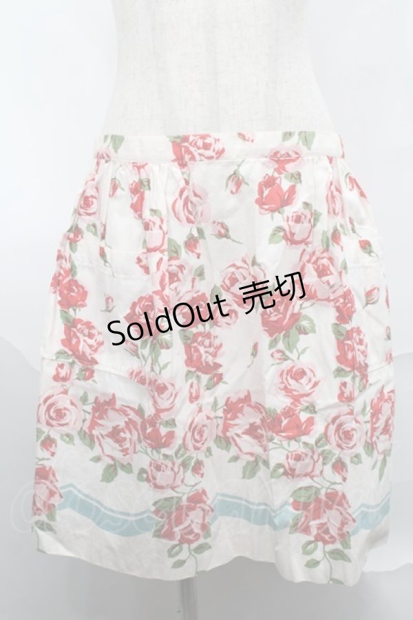 画像1: Jane Marple / ローズエプロンスカート  オフｘ赤 S-25-09-01-063-JM-SK-AS-ZT052 (1)