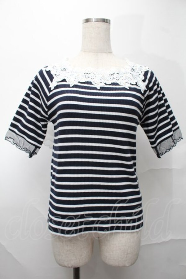 画像1: axes femme / トップス  紺ｘ白 S-25-09-01-015-AX-TO-AS-ZS (1)