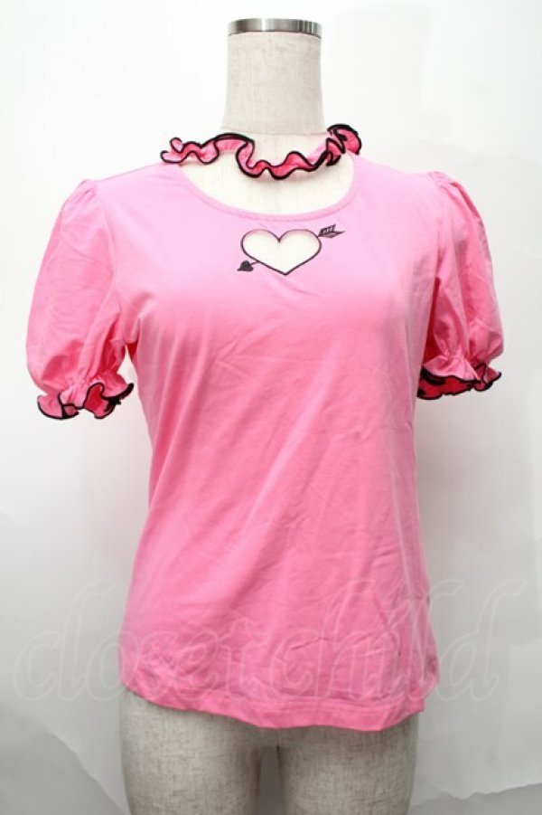 画像1: 【SALE】To Alice / ハートくり抜きトップス  ピンク S-25-09-01-016-LO-TO-HR-ZT499 (1)