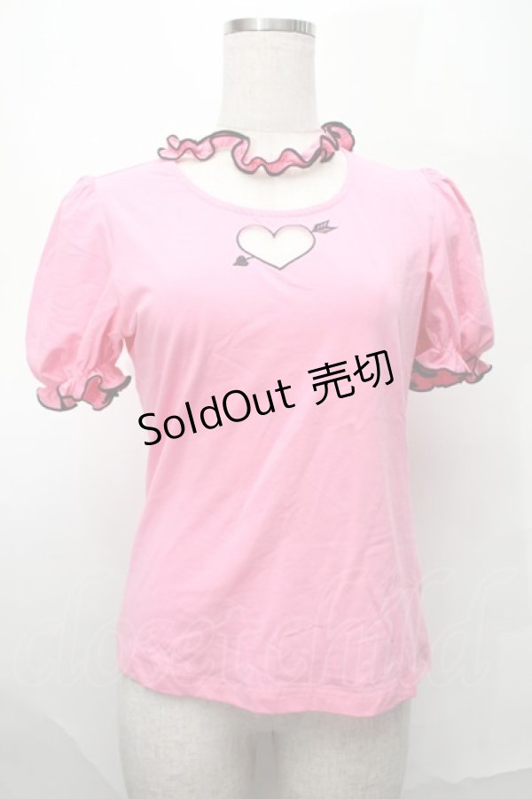 画像1: 【SALE】To Alice / ハートくり抜きトップス  ピンク S-25-09-01-016-LO-TO-HR-ZT499 (1)