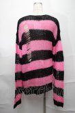 画像2: REFLEM / ダメージボーダーニット  黒ｘピンク S-25-09-01-017-PU-TO-HR-ZS (2)
