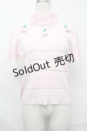 画像: Swankiss / さくらんぼリブトップス  ピンク S-25-09-01-020-CA-TO-HR-ZS