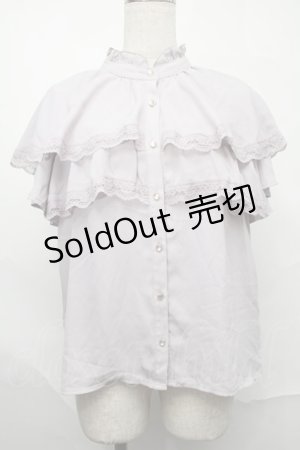画像: axes femme POETIQUE / ケープ半袖ブラウス  ラベンダー S-25-09-01-023-AX-BL-AS-ZS