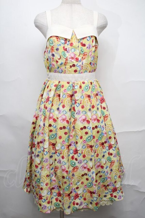 画像1: axes femme POETIQUE / フルーツパンチキャミワンピース  イエロー S-25-09-01-035-AX-OP-HR-ZS (1)