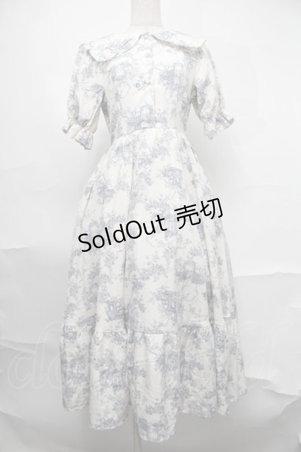 画像1: m petit by misako / トワルドジュイワンピース  ブルー S-25-09-02-042-LO-OP-HR-ZS (1)