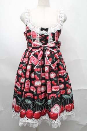 画像: Angelic Pretty / Cherry Jam Labelジャンパースカート  黒 S-25-09-02-053-AP-OP-HR-ZS