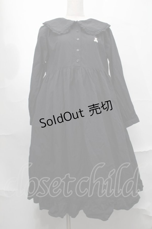 画像1: merry jenny / フリルカラーシャツワンピース  黒 S-25-09-02-058-LO-OP-HR-ZS (1)