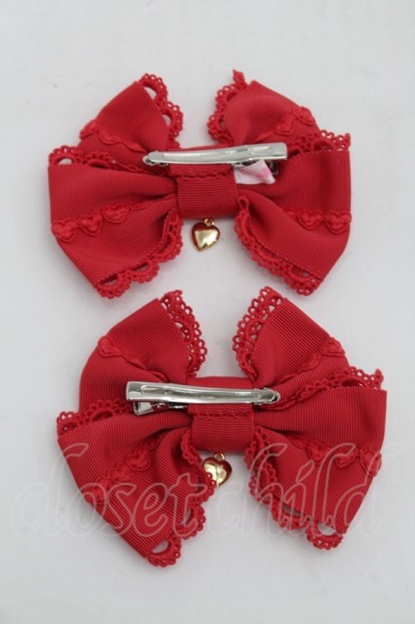 Angelic Pretty  Twin Heartクリップ　セット Angelic Pretty / ハートリボンクリップSet 赤 S-25-09-02-021