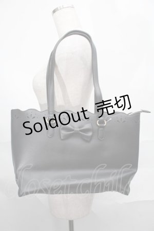 画像: m petit by misako / AMスカラップトートバッグ  黒 S-25-09-02-037-LO-BG-AS-ZS