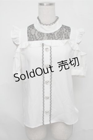 画像: Ank Rouge / レース切り替えブラウス  白ｘ黒 S-25-09-03-036-CA-BL-AS-ZS