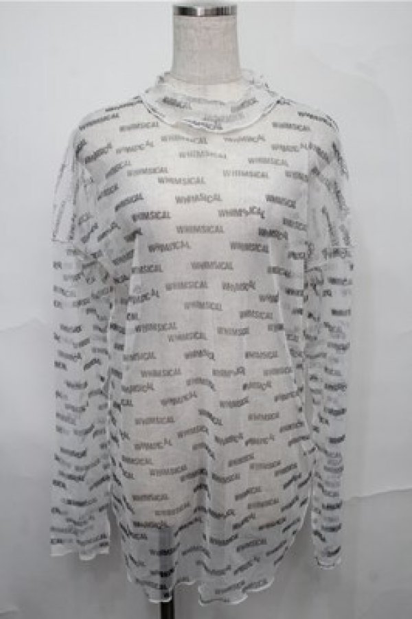 画像1: RNA / メッシュカットソー  白ｘ黒 S-25-09-03-037-PU-TO-HR-ZS (1)