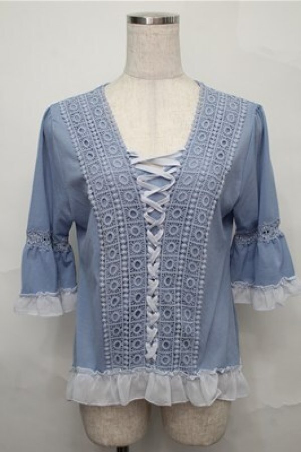 画像1: axes femme / トップス  サックス S-25-09-03-039-AX-TO-AS-ZS (1)