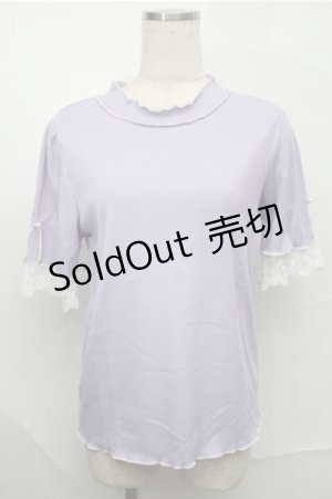 画像: axes femme / バイカラーメロー袖レースプルオーバー  ラベンダー S-25-09-03-041-AX-TO-AS-ZS