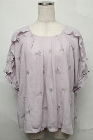 画像: axes femme / ローズ刺繍フリルプルオーバー  ラベンダー S-25-09-03-044-AX-BL-AS-ZS