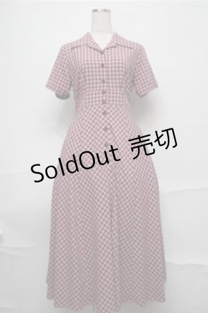 画像: an another angelus / レトロギンガム開衿ワンピース  ピンク S-25-09-03-047-CA-OP-HR-ZS