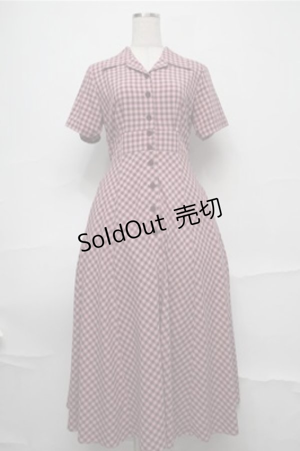 画像1: an another angelus / レトロギンガム開衿ワンピース  ピンク S-25-09-03-047-CA-OP-HR-ZS (1)