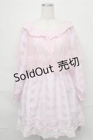 画像: Swankiss / チュール重ねチェックワンピース  ピンク S-25-09-03-048-CA-OP-HR-ZS