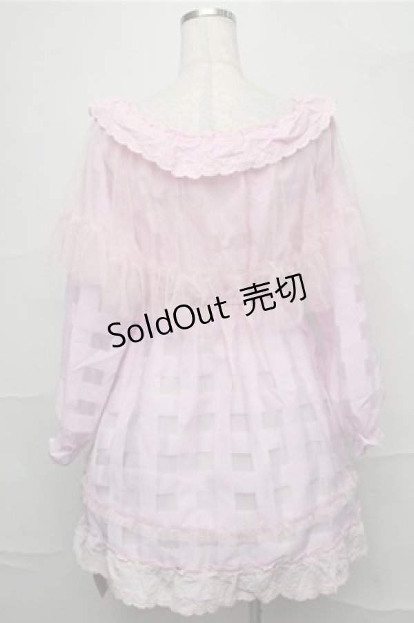 画像2: Swankiss / チュール重ねチェックワンピース  ピンク S-25-09-03-048-CA-OP-HR-ZS (2)