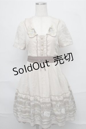 画像: axes femme / レース×スタンププリントワンピース  ベージュ S-25-09-03-051-AX-OP-HR-ZS