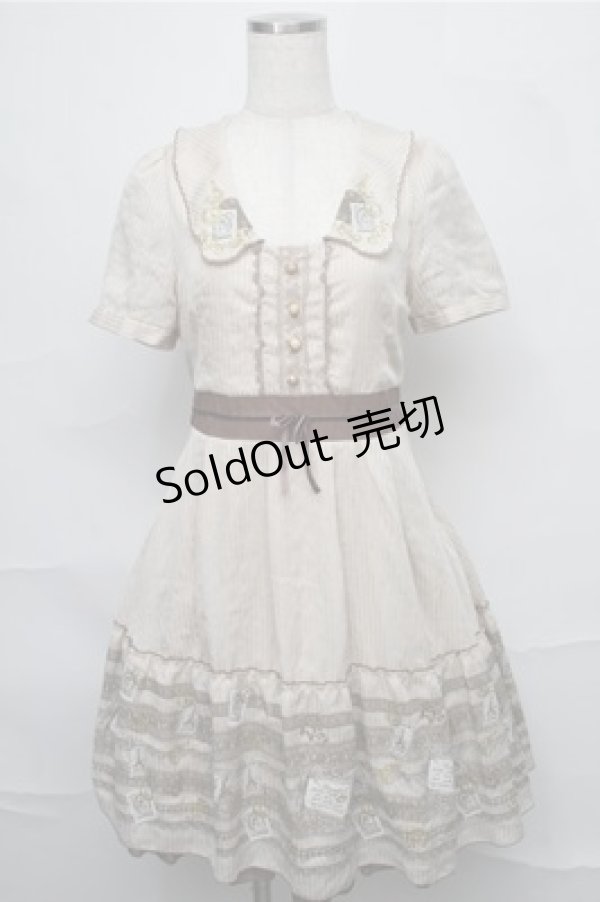 画像1: axes femme / レース×スタンププリントワンピース  ベージュ S-25-09-03-051-AX-OP-HR-ZS (1)