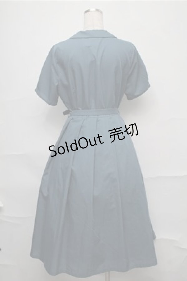 画像2: F&A / 縫いとめタック開衿シャツワンピース  ブルーグリーン S-25-09-03-057-LO-OP-HR-ZS (2)