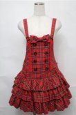 画像1: Angelic Pretty / スクールタータン3段フリルサロペット  赤 S-25-09-03-060-AP-OP-AS-ZS (1)