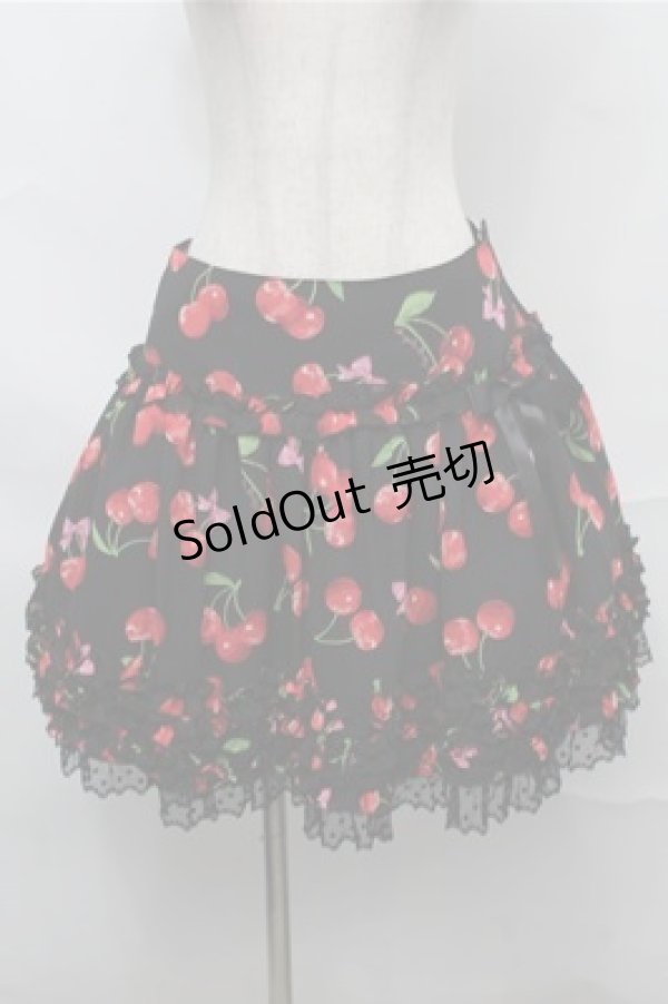 画像1: Angelic Pretty / ドレンチェリーフリルスカート  黒 S-25-09-03-062-AP-SK-AS-ZS (1)