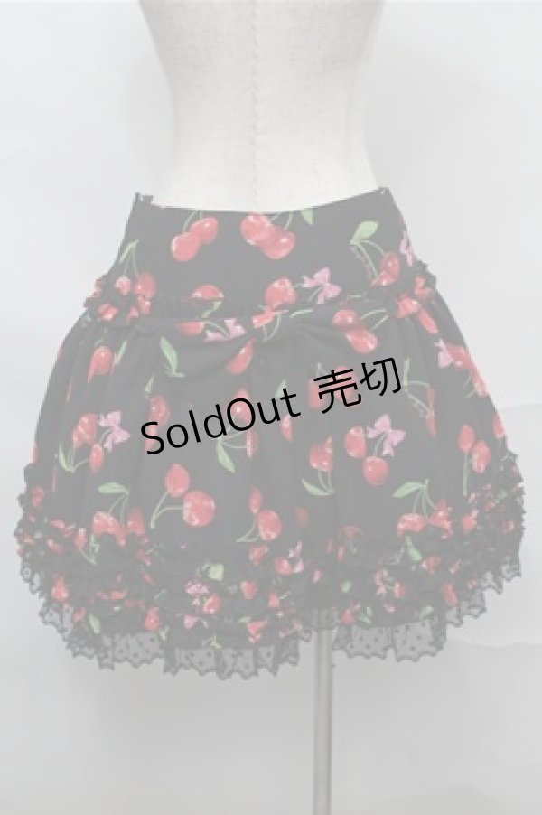 画像2: Angelic Pretty / ドレンチェリーフリルスカート  黒 S-25-09-03-062-AP-SK-AS-ZS (2)