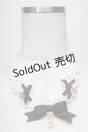 画像: Innocent World / リボンクラウンパールネックレス  ブラウン S-25-09-03-011-IW-AC-HR-ZS