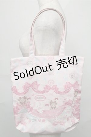 画像: BABY,THE STARS SHINE BRIGHT / くみゃちゃんのRibbon Ribbon C’est Bon Belle Journee柄トートBag  ピンク S-25-09-03-013-BA-BG-HR-ZS