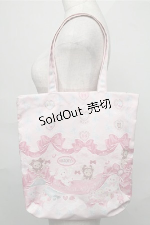 画像1: BABY,THE STARS SHINE BRIGHT / くみゃちゃんのRibbon Ribbon C’est Bon Belle Journee柄トートBag  ピンク S-25-09-03-013-BA-BG-HR-ZS (1)