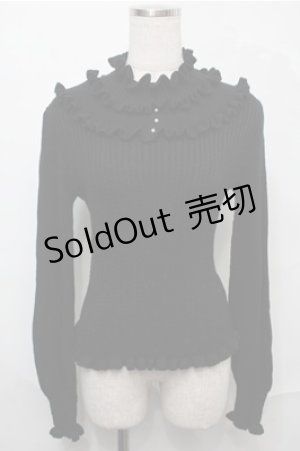 画像: axes femme / フリルテレコニットソー  黒 S-25-09-03-023-AX-TO-HR-ZS