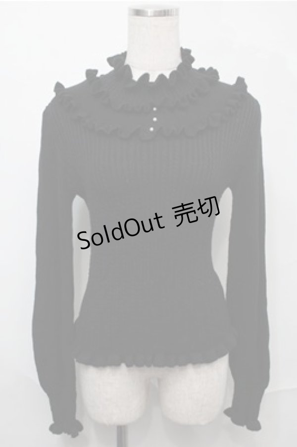 画像1: axes femme / フリルテレコニットソー  黒 S-25-09-03-023-AX-TO-HR-ZS (1)