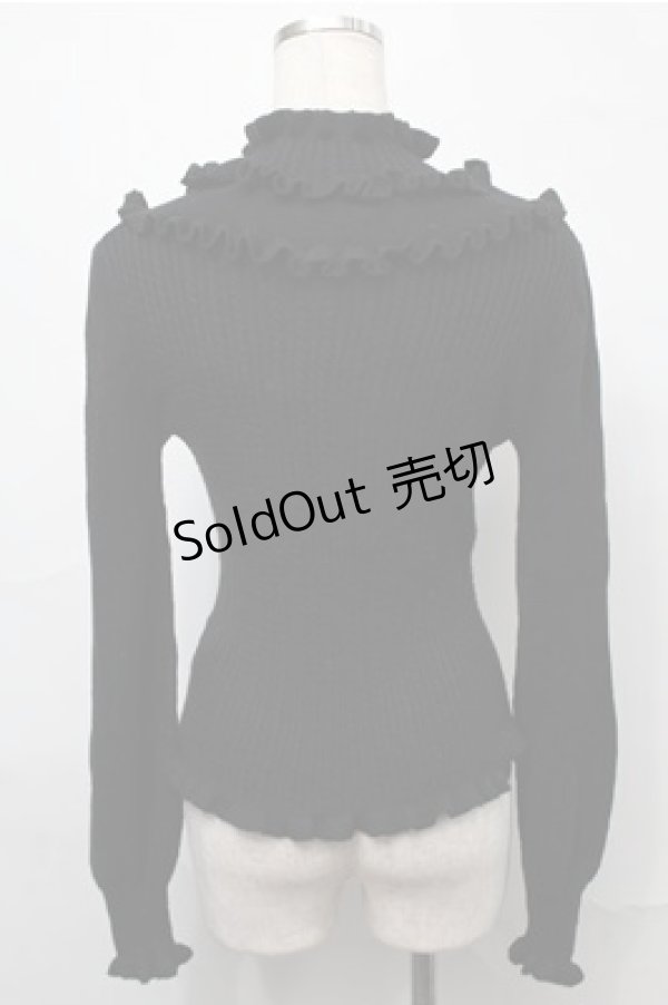 画像2: axes femme / フリルテレコニットソー  黒 S-25-09-03-023-AX-TO-HR-ZS (2)