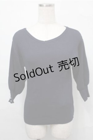 画像: an another angelus / 袖口パール釦Vネックニットプルオーバー  紺 S-25-09-03-024-CA-TO-HR-ZS