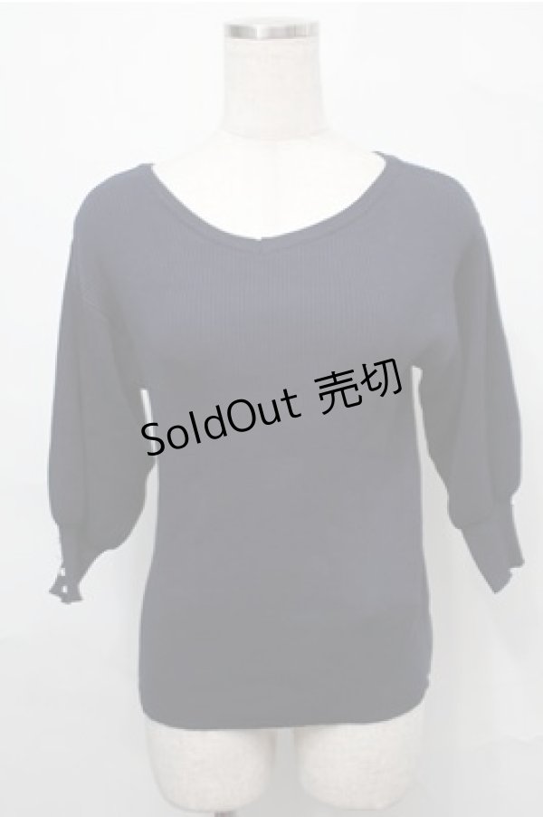 画像1: an another angelus / 袖口パール釦Vネックニットプルオーバー  紺 S-25-09-03-024-CA-TO-HR-ZS (1)